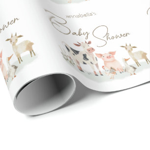 Papel De Presente Animais de Fazenda Bebês Tema Country Fofo