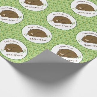 Papel De Presente Animais De Floresta Chá de fraldas De Urso Castanh