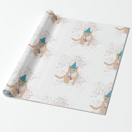 Papel De Presente Animais de Gato Engraçados Fazendo Festa