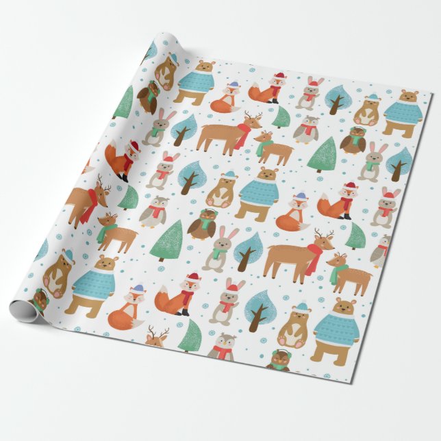 Papel De Presente Animais de inverno (Desenrolado)