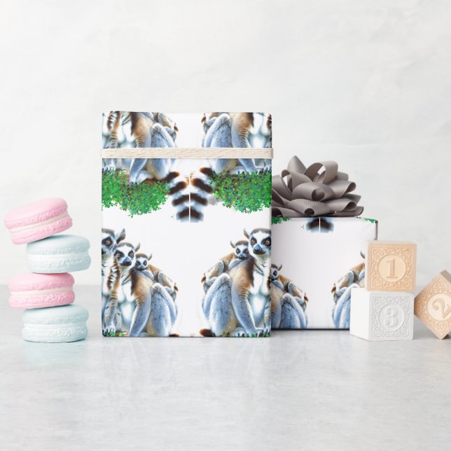 Papel De Presente Animais de Lemur, de fauna selvagem (Chá de bebê)