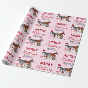 Papel De Presente Animais de Natal Engraçados e Personalizados Luzes