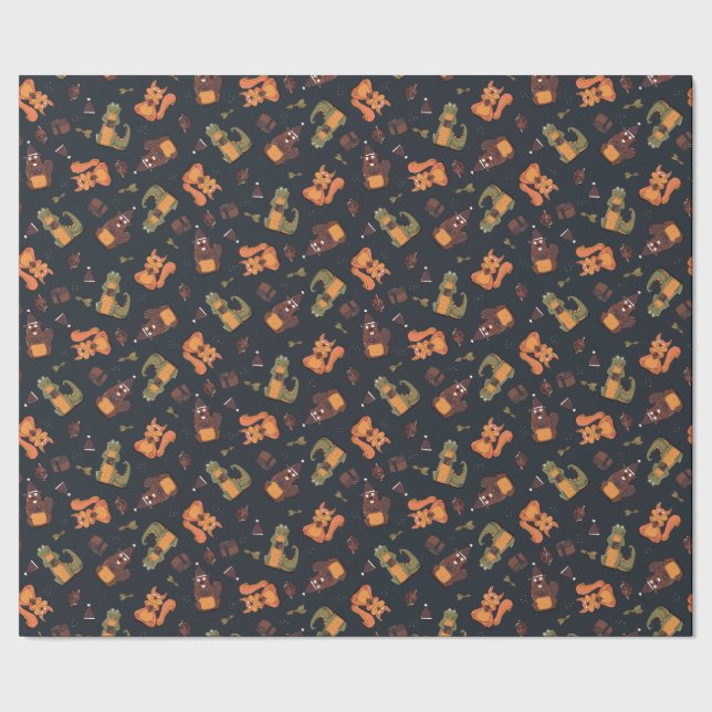 Papel De Presente Animais de Natal Loucos (Barra)