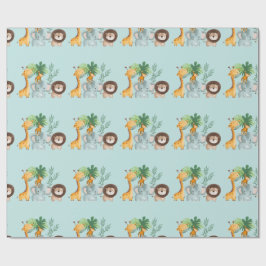 Papel De Presente Animais de Safari selva Tropical