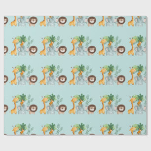 Papel De Presente Animais de Safari selva Tropical