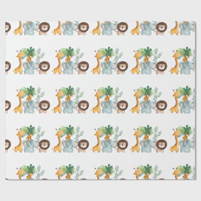 Papel De Presente Animais de Safari selva Tropical  (Aberto)