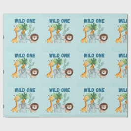 Papel De Presente Animais de Safari Wild One aniversário