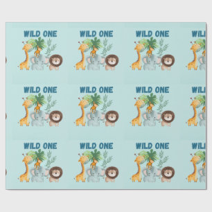 Papel De Presente Animais de Safari Wild One aniversário