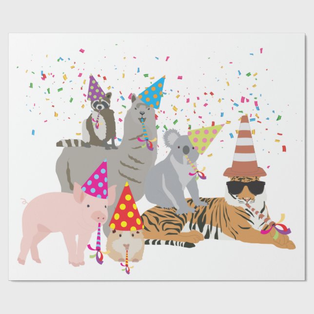 Papel De Presente Animais de Triagem - Animais de Corte com Festa (Aberto)