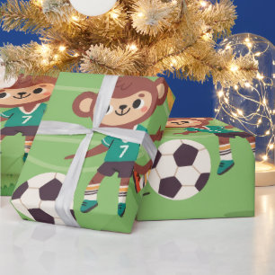 Papel De Presente Animais Divertidos de Futebol