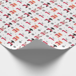 Papel De Presente Animais do Natal, cervos, urso polar, pinguim &
