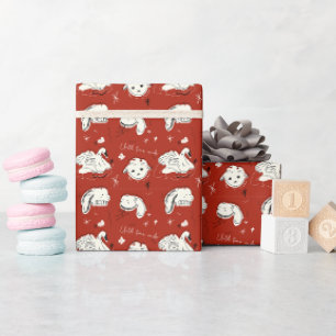 Papel De Presente Animais Fofos e Assustadores Rabiscados & Bilhetes