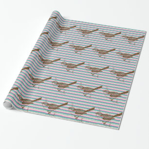 Papel De Presente animais galho pássaro natureza padrão colorido art