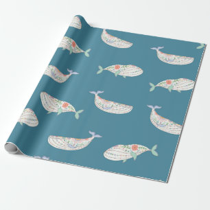 Papel De Presente animais marinhos de baleia folhosos das andinavas,