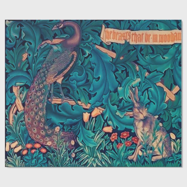 Papel De Presente Animais na Floresta, William Morris (Aberto)