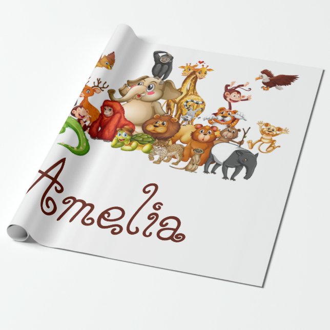 Papel De Presente Animais personalizados para crianças (Desenrolado)