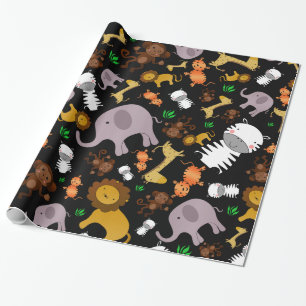 Papel De Presente Animais pretos do safari de selva