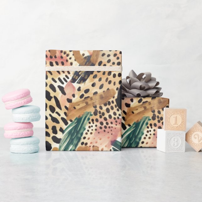 Papel De Presente Animais Safari Impressões Padrões de peles Savanna (Chá de bebê)