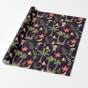 Papel De Presente Animais tropicais, sem descontinuidades, macacos e