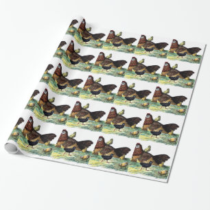 Papel De Presente Animal do vintage das galinhas