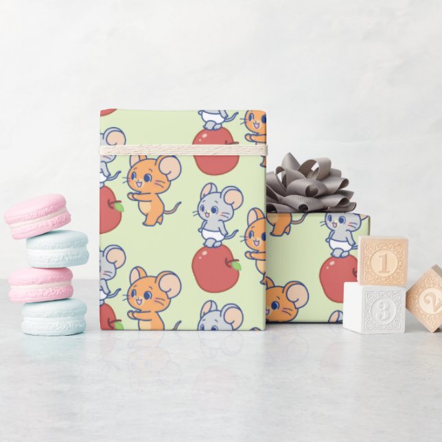 Papel De Presente Anime Tuffy e Jerry Apple Rolling (Chá de bebê)
