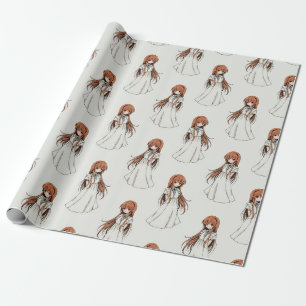 Papel De Presente Anime Weeb Girl Manga Pattern Design