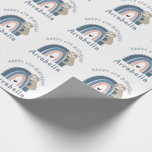 Papel De Presente Aniversário 6 da Bonita Arco-Íris