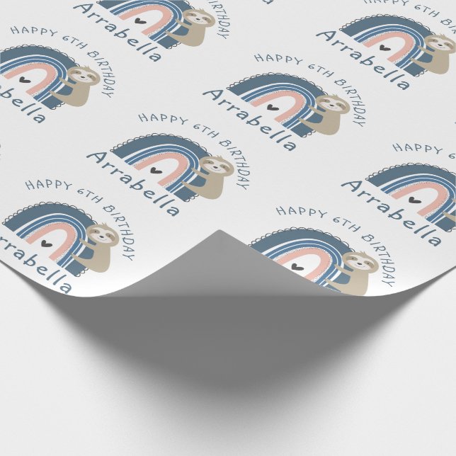 Papel De Presente Aniversário 6 da Bonita Arco-Íris (Ponta)
