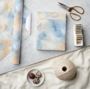 Papel De Presente Aniversário Abstrato Branco Creme Azul