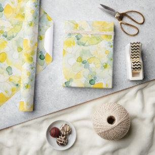 Papel De Presente Aniversário Abstrato Limão Amarelo
