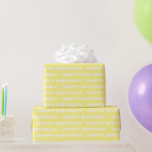 Papel De Presente Aniversário amarelo sólido elegante e sofisticado