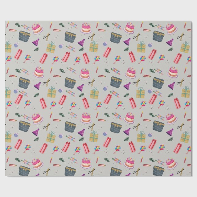 Papel De Presente Aniversário Apertando velas de bolo de papel doces (Aberto)