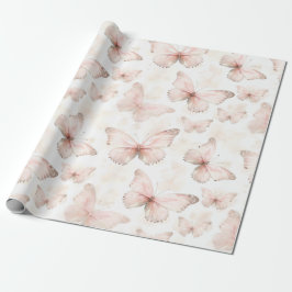 Papel De Presente Aniversário Borboletas Rosa Bonitas