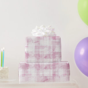 Papel De Presente Aniversário branco de Xadrez rosa