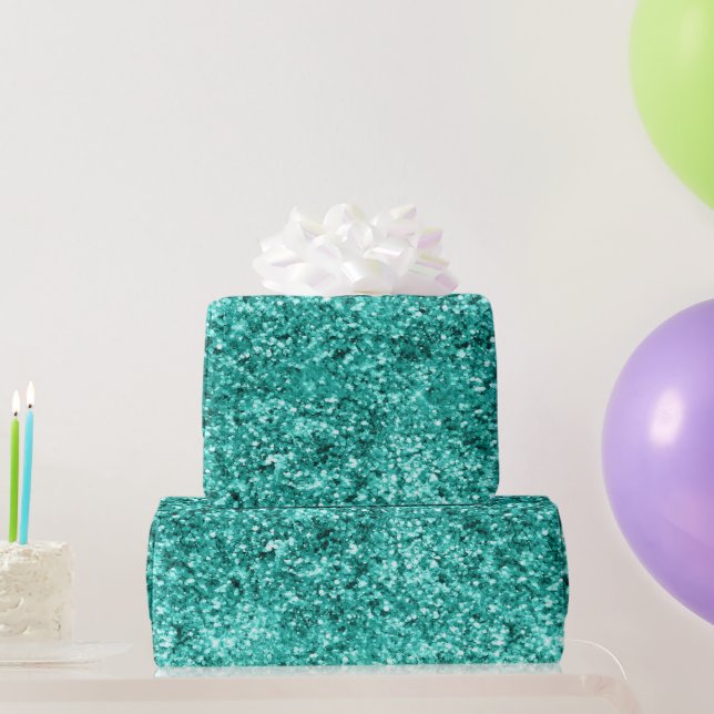 Papel De Presente Aniversário Brilho Verde Esmeralda (Presentes para festas)