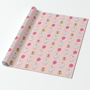 Papel De Presente Aniversário Coelhinho Bonito para Crianças Festa d