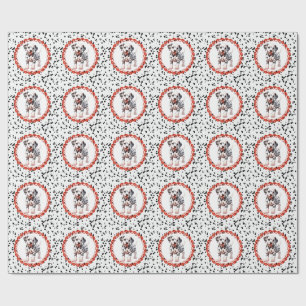 Papel De Presente Aniversário com Estampa de Dálmata Festa Preto e