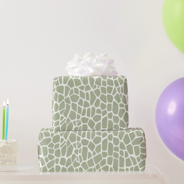 Papel De Presente Aniversário com Estampa de Girafa Verde (Presentes para festas)