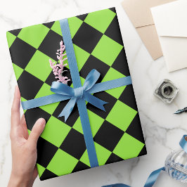 Papel De Presente Aniversário com Texto Personalizado Xadrez Preto V