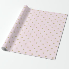 Papel De Presente Aniversário Corações com Brilho Rosa Dourado Menin