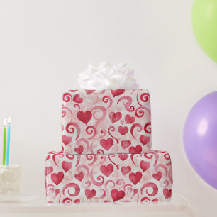 Papel De Presente Aniversário Corações Vermelhos