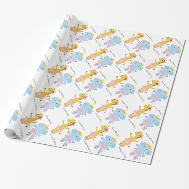 Papel De Presente Aniversário da bailarina do safari (Desenrolado)