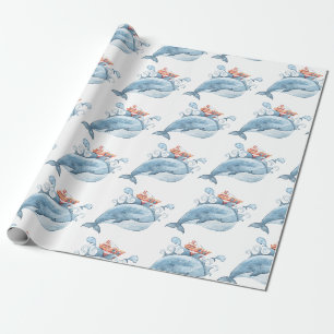 Papel De Presente Aniversário da Baleia Azul
