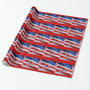 Papel De Presente Aniversário da bandeira americana, envoltório de