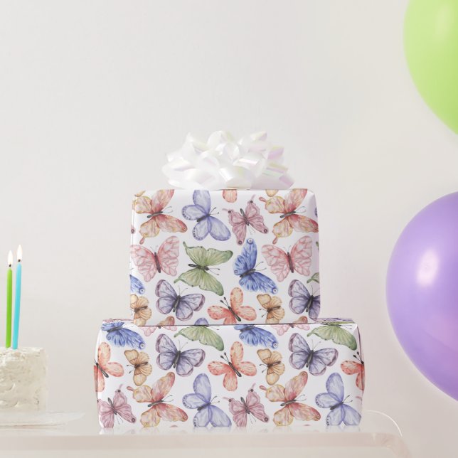 Papel De Presente Aniversário da Borboleta Roxa (Presentes para festas)