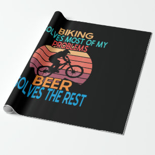 Papel De Presente Aniversário Da Cerveja E Da Bicicleta