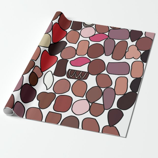 Papel De Presente Aniversário da Confecção de Doces de Chocolate (Desenrolado)