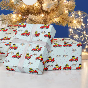 Papel De Presente Aniversário da corrida de Duck Carro de Corrida Ve