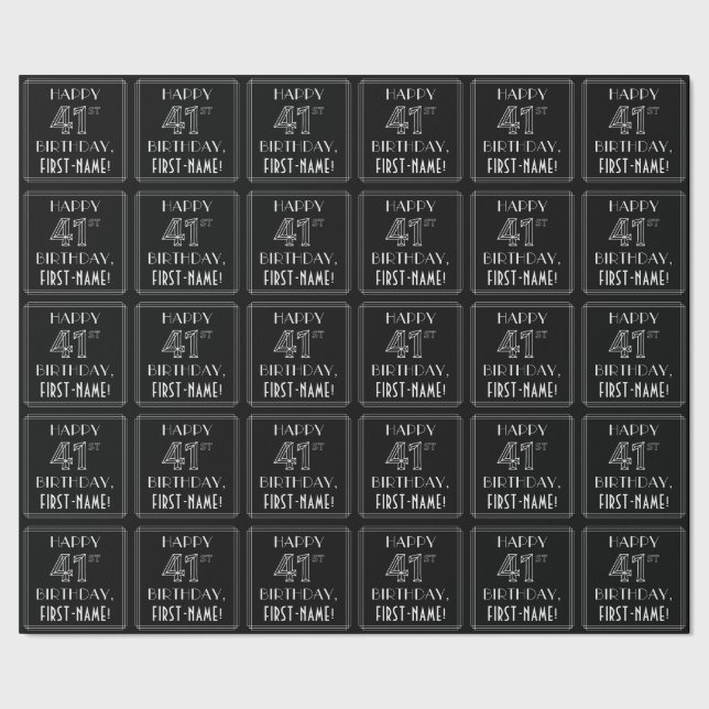 Papel De Presente ANIVERSÁRIO DA FELIZ 41 RUAS; Estilo da Deco da Ar (Barra)