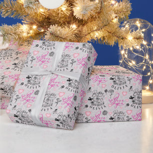 Papel De Presente Aniversário da Filha Caligrafia Nome Personalizado